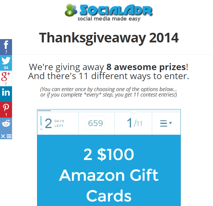 SocialAdr Thanksgiveaway Contest