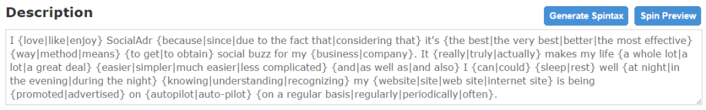 Description - Spintax